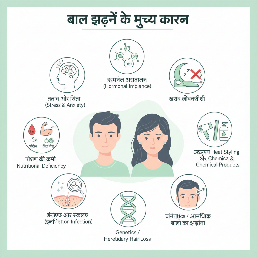 बाल झड़ने के मुख्य कारण