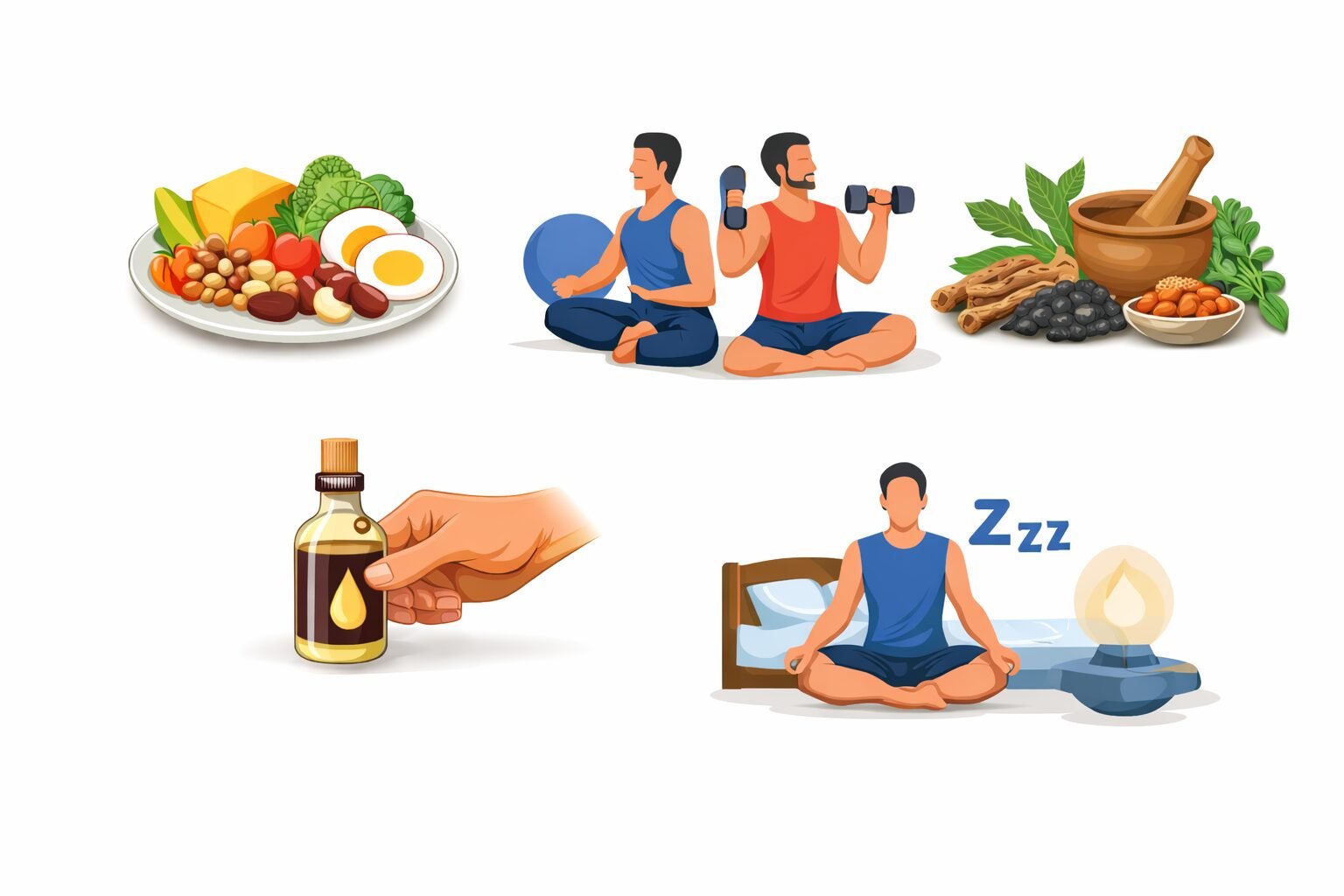प्राकृतिक तरीकों से पुरुष यौन स्वास्थ्य सुधारने के उपाय – डाइट, एक्सरसाइज, आयुर्वेद, तेल मालिश और नींद